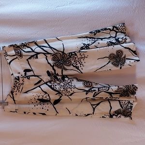 Bentley A Vintage Women's Linen Pants Wide Leg Cropped Tan Brown  Graphi…